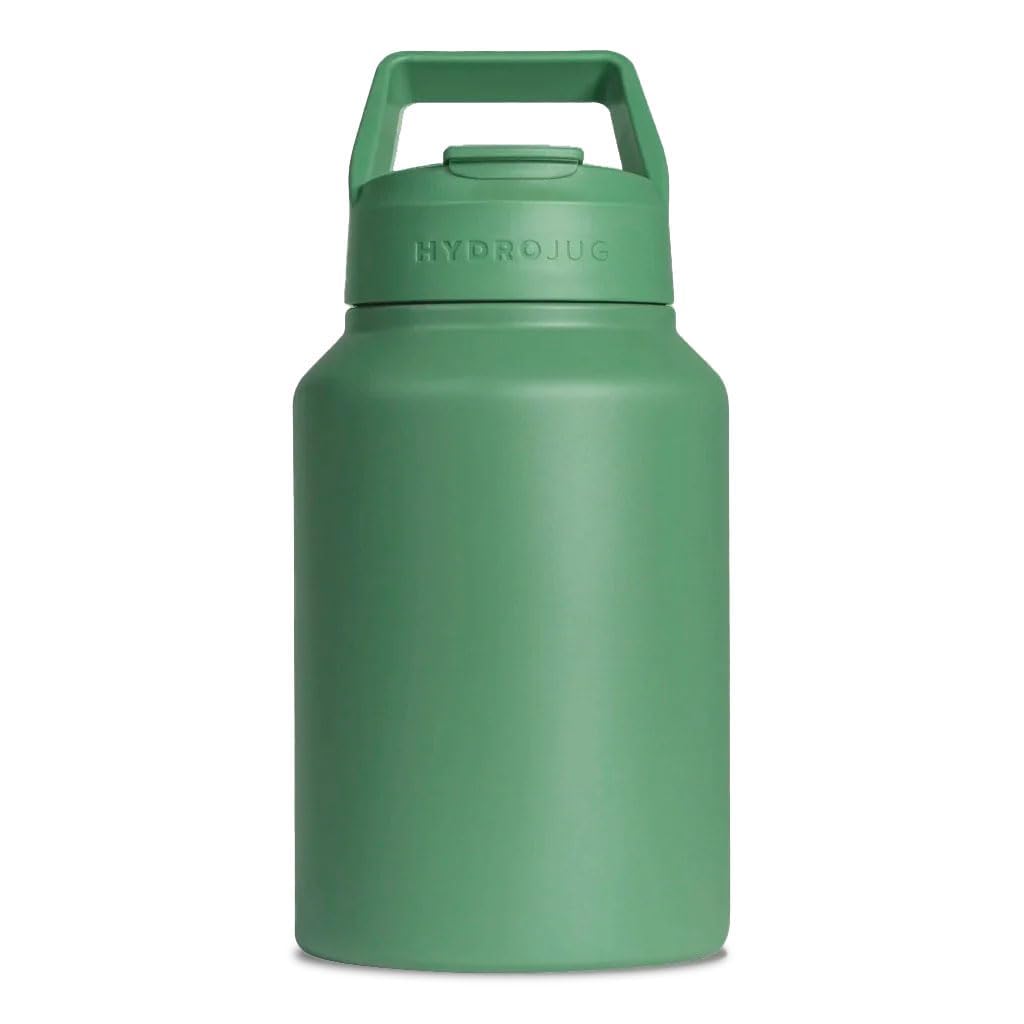 HydroJug Sport - Stainless Steel Tumbler with Straw, Vacuum Insulated, 64oz Leakproof Water Bottle, Ergonomic Design, Reusable, Dishwasher Safe, Rubber Base, Durable for Gym or Outdoors, Black