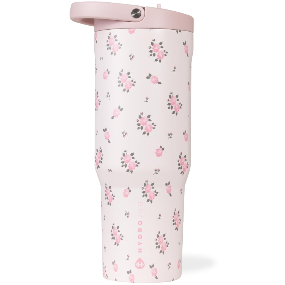 HydroJug Sport - Stainless Steel Tumbler with Straw, Vacuum Insulated, 40oz Leakproof Water Bottle, Ergonomic Design, Reusable, Dishwasher Safe, Rubber Base, Durable for Gym or Outdoors, Black Leopard