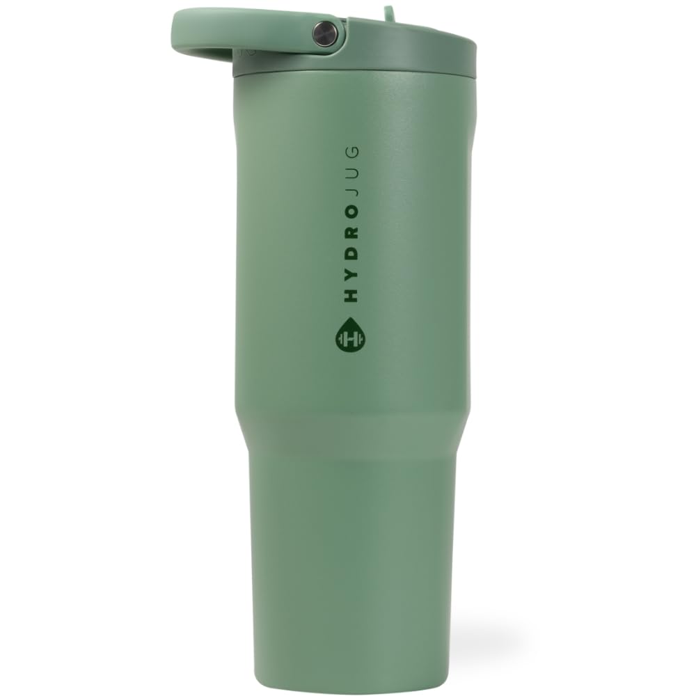 HydroJug Sport - Stainless Steel Tumbler with Straw, Vacuum Insulated, 40oz Leakproof Water Bottle, Ergonomic Design, Reusable, Dishwasher Safe, Rubber Base, Durable for Gym or Outdoors, Black Leopard