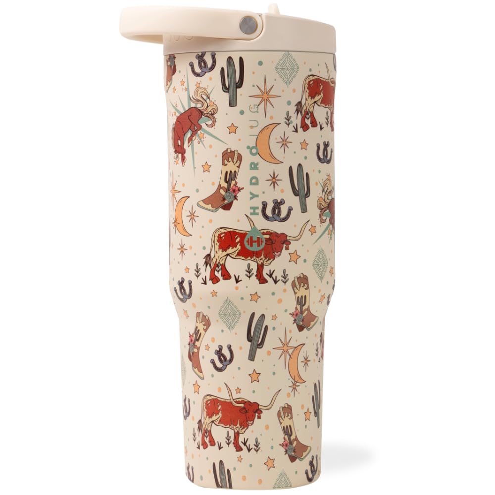 HydroJug Sport - Stainless Steel Tumbler with Straw, Vacuum Insulated, 40oz Leakproof Water Bottle, Ergonomic Design, Reusable, Dishwasher Safe, Rubber Base, Durable for Gym or Outdoors, Black Leopard